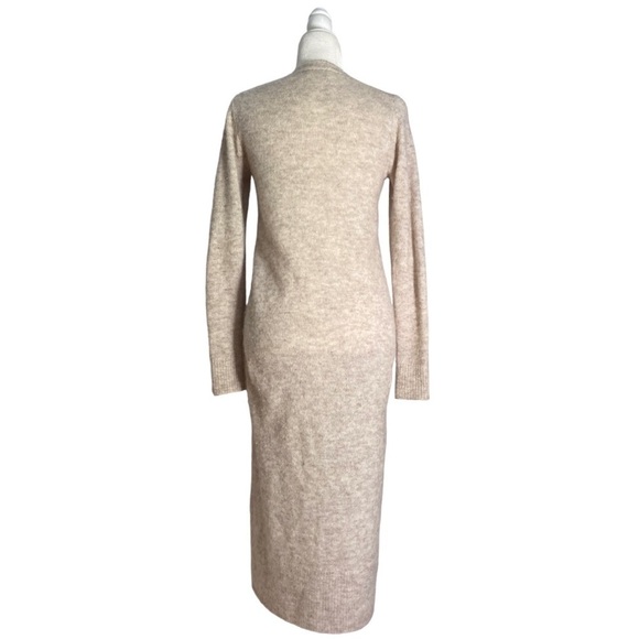 Aritzia Wilfred Sweater Midi Dress Longline Cardigan Button Front in Oatmeal - Picture 10 of 11